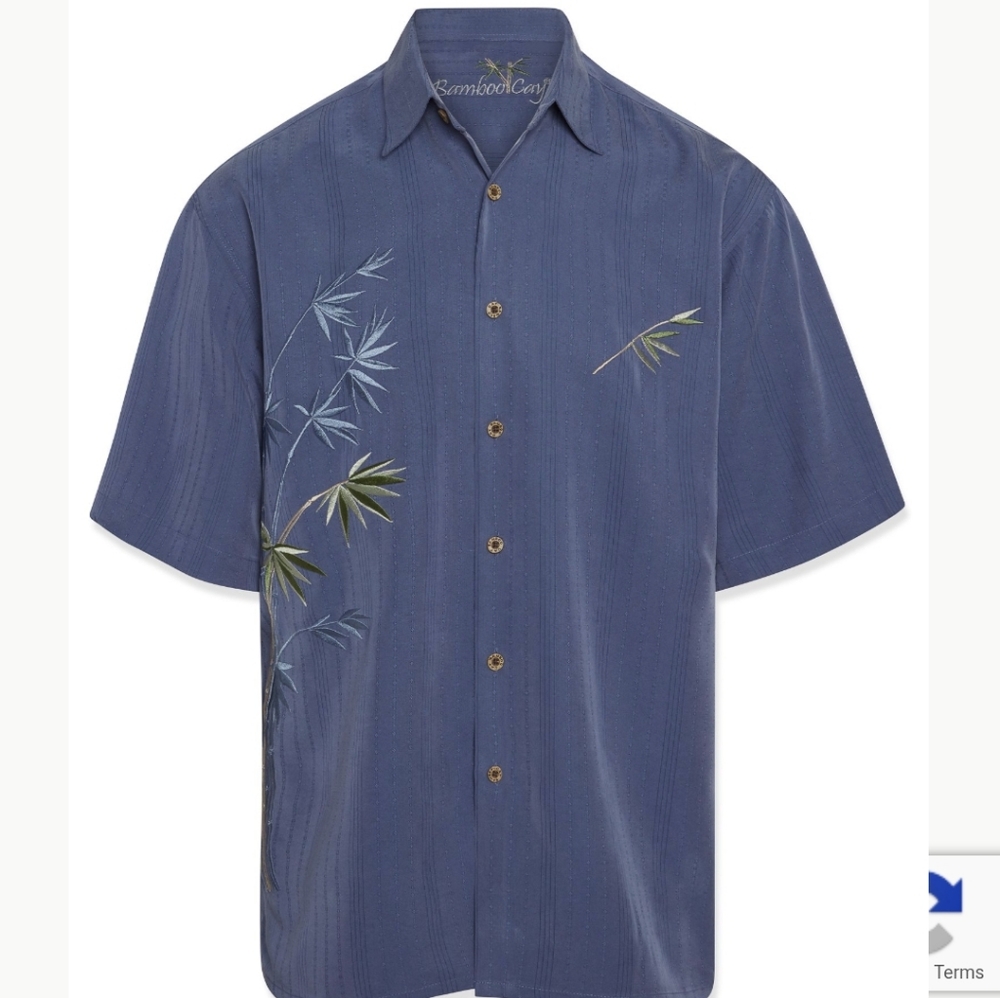 Bamboo Cay Flying Bamboos Camp Embroidered Infra Blue Camp Shirt Size 4X NWT